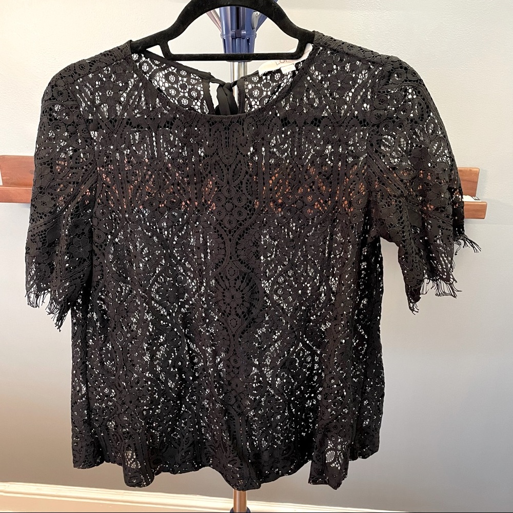 Loft lace top with ribbon tie back